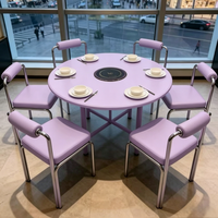 Ensemble table et chaises pliantes en acier inoxydable, style industriel moderne, durable, pour restaurant, mobilier de restauration commercial