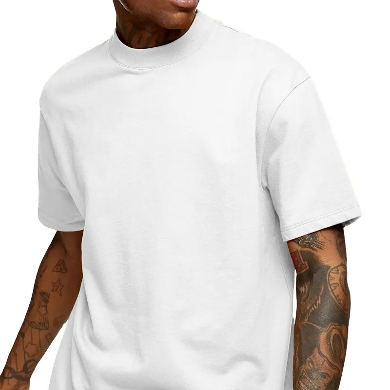 Streetwear personnalisé de haute qualité avec graphique T-shirt surdimensionné uni à épaules tombantes en coton vierge T-shirts pour hommes