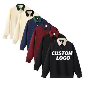 Sudadera Personalizada Vintage 100% Algodón para Trabajo, Manga Larga, 320gsm, Felpa Francesa, Hombros Caídos, Cuello Camisero, Talla Grande - Product Image 1