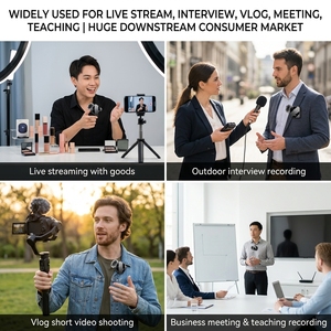 Microphone sans fil, son clair, anti-bruit, universel, pour <span class=keywords><strong>YouTube</strong></span>, TikTok, Vlog en direct - Product Image 4