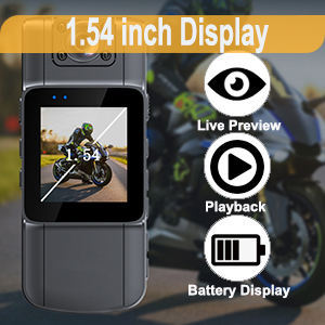 กล้องติดตัวแบบสวมใส่ได้ ความละเอียด 2K 1080P เลนส์หมุนได้ หน้าจอ IPS ขนาด 1.54 นิ้ว บลูทูธ มองเห็นในเวลากลางคืน บันทึกเสียงแบบซิงโครนัส - Product Image 5