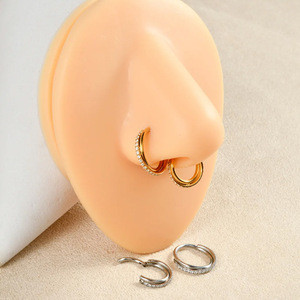 <b>Titanium</b> Alloy Nose Ring G23 Inlaid Zircon Marquise <b>Stud</b> Unisex Everyday Wear - Product Image 2