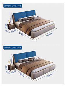 Barato Luz de lujo estilo Post Modern Villa nórdica doble la cama moderna minimalista cuero cama conjunto de muebles para Hotel - Product Image 6