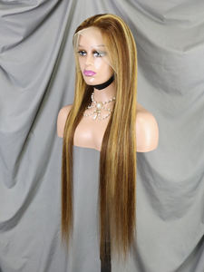 Peluca recta sedosa de encaje Frontal completo de 22 pulgadas 13x4 100% cabello humano para trenzar estilo de Vía Láctea larga - Product Image 3