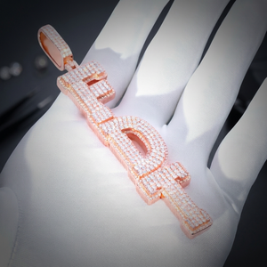 Colgante de Moissanita con Inicial de Letra en Oro Rosa, Plata de Ley 925, con Incrustaciones de Circonitas, Amuleto con Nombre, Joyería Hip Hop para Fiesta - Product Image 1