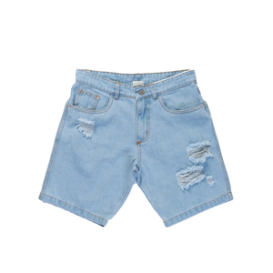 New Arrival Summer Men's Denim <b>Shorts</b> Elastic Waist Casual Slim Ripped Fitted Spandex/<b>Polyester</b> <b>Shorts</b> - Product Image 1