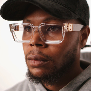 Lunettes <span class=keywords><strong>de</strong></span> lecture carrées surdimensionnées pour hommes et femmes, marque <span class=keywords><strong>de</strong></span> luxe 2024, verres transparents, montures épaisses, anti-lumière bleue - Product Image 4