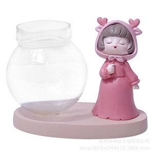 Jarrón de cristal decorativo con figura de conejo para plantas hidropónicas, adorno de escritorio para interiores, regalo ecológico para niñas - Product Image 5