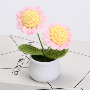 Llavero <span class=keywords><strong>de</strong></span> Girasol Hecho a Mano <span class=keywords><strong>con</strong></span> <span class=keywords><strong>Hilo</strong></span> <span class=keywords><strong>de</strong></span> <span class=keywords><strong>Lana</strong></span>, Flor Artificial Tejida para Graduación, Navidad, Año Nuevo Chino - Product Image 2