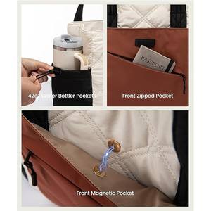 Bolso de Mano Tipo Satchel Unisex con Cierre, Acolchado, Forrado en Poliéster Suave y Resistente, Patrón de Diamantes, Bolsillos Dobles en Ambos Lados, Correa de Hombro Individual - Product Image 4