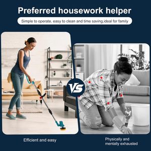 <b>Extendable</b> Cordless Telescopic Bathroom Floor Cleaning <b>Brush</b> with Nylon Bristles for Driveway Patio Stone & Moss Removal - Product Image 4