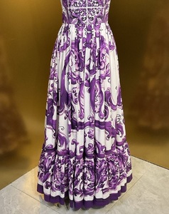 Vestido Largo de Noche XXL, Primavera 2026, para Fiestas y Ocasiones Especiales, con Tirantes Espagueti, Estampado Floral Morado, Sin Mangas, Maxi Vestido Largo - Product Image 6
