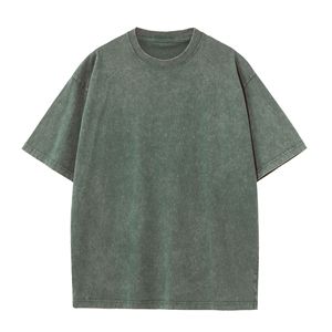 100% Cotton Oversized Knitted <b>Tshirt</b> Vintage Acid Wash Style Heavyweight Tee Drop Shoulder for Women <b>Men</b> Wholesale Stone Washed - Product Image 4