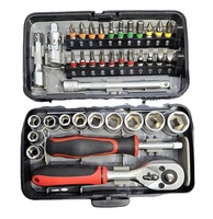 Jeu d'outils à douilles compact 38-en-1 CRV de qualité professionnelle avec embouts, boîte métallique, pour l'entretien et la mécanique