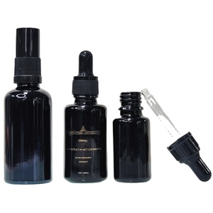 1 oz <b>Dropper</b> Glass Cosmetic Pipette <b>Bottle</b> 30ml Round Matte clear Amber Serum <b>Bottles</b> with Rose Gold Screw Lid - Product Image 1