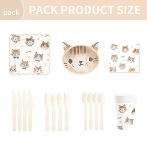 Juego de Vajilla para Fiesta de Gatos DAMAI, Vajilla para Cumpleaños Infantiles, Incluye Platos de Papel, Servilletas, Manteles y Vasos para 8 Personas - Product Image 5