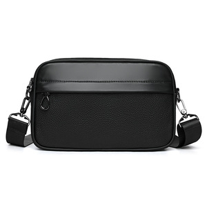 Genuine Leather Design Men's Sling <b>Bag</b> with Front Zipper Pocket Shoulder <b>Bags</b> for Men Crossbody <b>Bag</b> With Detachable Strap - Product Image 1