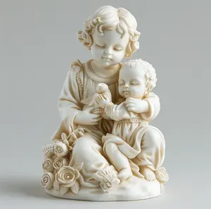 定制树脂纪念品礼品象牙白色婴儿天使洗礼雕像