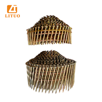 Clous en bobine peints à tige annelée pour cloueurs pneumatiques, clous en bobine à pointe brute pour usine de palettes et artisanat du bois