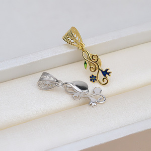 Pendentif en argent S925 fait main avec perle baroque, support vide pour perle, accessoire de collier, composants de bijoux - Product Image 4