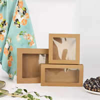 Boîte en papier kraft avec fenêtre transparente personnalisée, design pliable et emballage plat pour chocolat, savon, bonbons, emballage de boîte cadeau, vente en gros