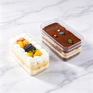 Récipient élégant en plastique PS transparent recyclable avec couvercle à fermeture rapide pour fruits, pâtisseries, mousses, tiramisu, gâteaux à étages, desserts - Product Image 5