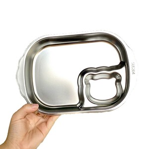 จานอาหารกลางวันเด็กสแตนเลสทรงสี่เหลี่ยมขนาดใหญ่หลายช่องเกรดอาหารทนต่อการตกกระแทกสำหรับใช้ในบ้านโรงเรียนอนุบาล - Product Image 4