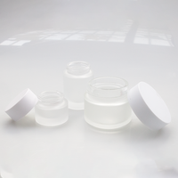 Emballage cosmétique de luxe avec logo personnalisé, 20, 30, 50, 100 g, oz, ml, pot en verre transparent givré pour crème pour les yeux, le visage et le corps, avec couvercle en plastique