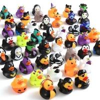 Canards en plastique et caoutchouc pour Halloween, jouets flottants couineurs et sonores, personnalisables avec logo, motif cœur, unisexe, pour enfants, colorés