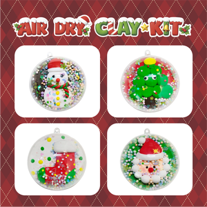 Kit de Bricolage de Noël en Argile Auto-Durcissante et Plastique pour 4 Ornements, Ensemble Artistique Sûr et Non Toxique pour Enfants avec Perles et Paillettes, Cadeau de Noël, Vente en Gros OEM - Product Image 6