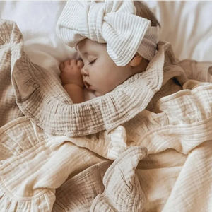 Manta Envolvente de Muselina de Algodón con Volantes para Bebé, Toalla de Baño, Envoltura Arrugada para Bebé, Manta para Cuna, Cochecito y Niños Pequeños - Product Image 5