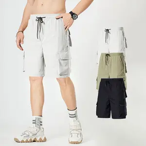 Pantalones cortos holgados con bolsillos para hombre, Shorts con cintura elástica, diseño moderno, para verano