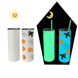 Custom LogoBulk <b>Double</b> <b>Wall</b> Stainless Steel 20Oz to Green Blue Glow in Dark Tumbler for White Sublimation Transfer - Product Image 4
