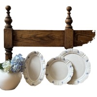 Assiette à dessert en porcelaine bleue à motif végétal rétro français, forme ovale à bordure en pétales, passe au micro-ondes, pour la maison, le restaurant, les mariages