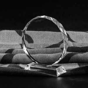 DT New Design High Quality K9 Cheap Blank Glass Crystal Awards Plaque Crystal Plate Awards Round Sports Glass Trophy Award