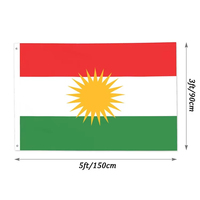 68D Polyester Accepter Taille Personnalisée Natioanl Monde Sérigraphie Pays Kurdistan Drapeau
