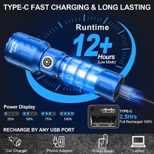 Đèn pin chiến thuật Led sạc có độ sáng cao đèn pin chống nước Bỏ Túi 6 chế độ siêu sáng để cắm trại khẩn cấp nhỏ mạnh mẽ - Product Image 5