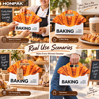 Sac en papier kraft en forme de toque de chef HONPAK, emballage personnalisé pour boulangerie avec poignée découpée pour les boulangeries, pâtisseries et confiseries