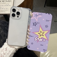 Étui de livre de conception de bloc-notes anglais transparent pour iPhone 14promax étui de téléphone portable en TPU de Style dessin animé avec poignée de téléphone incluse