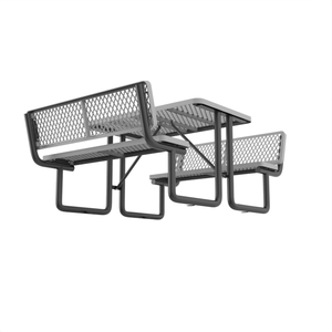 Tavolo da Picnic Rettangolare OEM 48\" per <span class=keywords><strong>Ristorante</strong></span>/Campeggio, Grigio con Schienale, in Metallo Espanso - Product Image 1