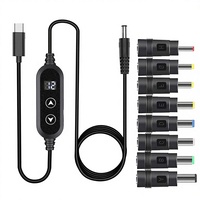Câble d'alimentation USB Type C 65W 100W avec 8 têtes de conversion DC, écran LED, charge rapide pour chargeurs PD, banques d'alimentation, ordinateurs portables