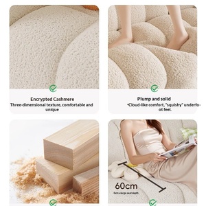 Sofá de <span class=keywords><strong>Dos</strong></span> <span class=keywords><strong>Plazas</strong></span> Marshmallow para Apartamentos Pequeños, Uso en Sala de Estar, Tapizado en Tela, Estructura de Madera Sólida, No Requiere Ensamblaje - Product Image 4