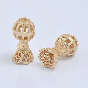 Zhongxing Diy Sieraden Accessoires Groothandel Messing Plated Kleur Behoud Gold Series Hollow Vaas Vorm Bakje Bead Houder