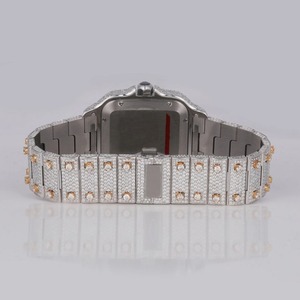 Montre-bracelet de luxe en acier inoxydable pour hommes et femmes entièrement glacée avec cadran en diamant mouvement à quartz style Hip Hop importé d'Inde - Product Image 2