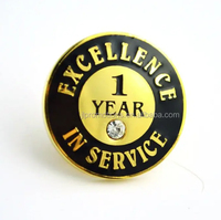 Badge d'anniversaire en émail dur avec pierre de cristal, design personnalisé, pour 1 an de service en usine