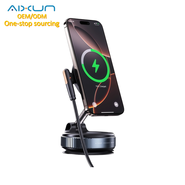 Custom Logo 15W Wireless Car Charger Suction Cup Car Mount Foldable Phone Holder for Wholesale Promotional Corporate Gifts