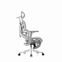 Chaises de bureau ergonomiques modernes de luxe avec appui-tête, chaises de bureau ergonomiques, à dossier haut, en maille grise6D