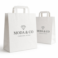 Bolsas de Papel Kraft Blancas Ecológicas con Asas Resistentes para Compras en Boutiques y Uso Minorista, Suministro de Fábrica al por Mayor Duradero