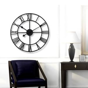 <strong>Large</strong> Size Round Outdoor Garden Black Retro Metal <strong>Clocks</strong> Roman Numerals Iron Antique Gear Big <strong>Skeleton</strong> <strong>Wall</strong> <strong>Clock</strong> - Product Image 3