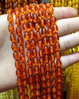Vente en Gros Perles Rondes en Ambre Jaune Rouge de 4mm à 12mm, Perles Pierres Précieuses Libres en Fil pour la Fabrication de Bijoux
